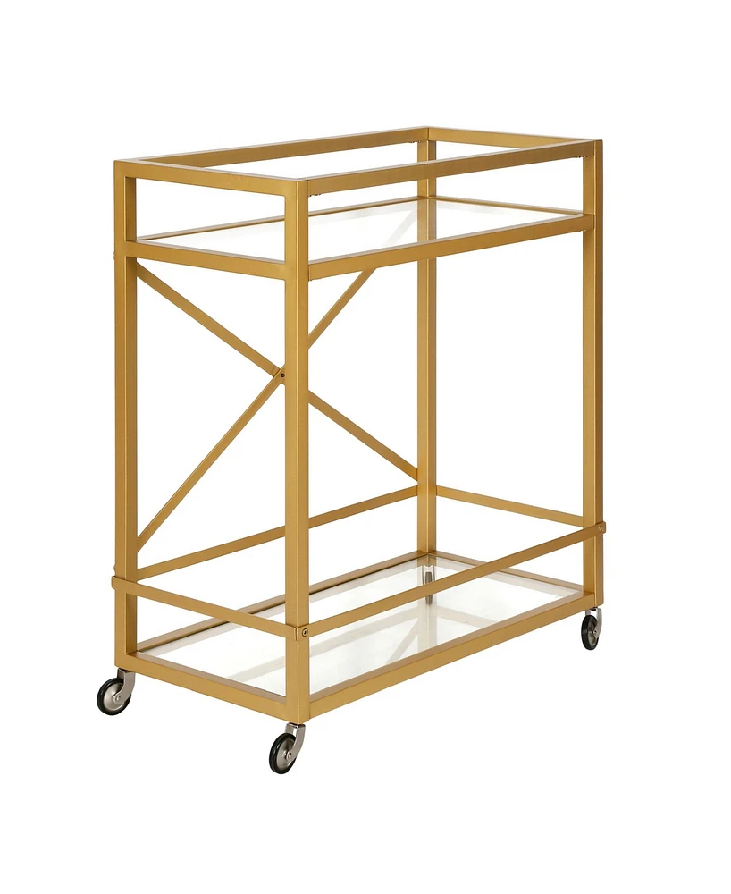 Wilson Bar Cart with Clear Glass Shelves
