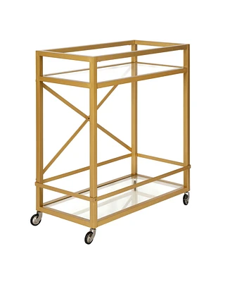Wilson Bar Cart with Clear Glass Shelves