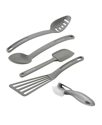 Rachael Ray Cucina Nylon Nonstick Kitchen Utensil and Veg-a-Peel Set, 5-Pc., Sea Salt Gray