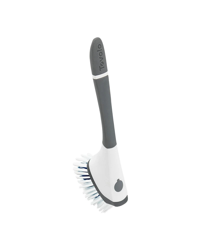 Tovolo Magnetic Dish Brush With Sturdy Nylon Bristles & Built-In Pan Scraper