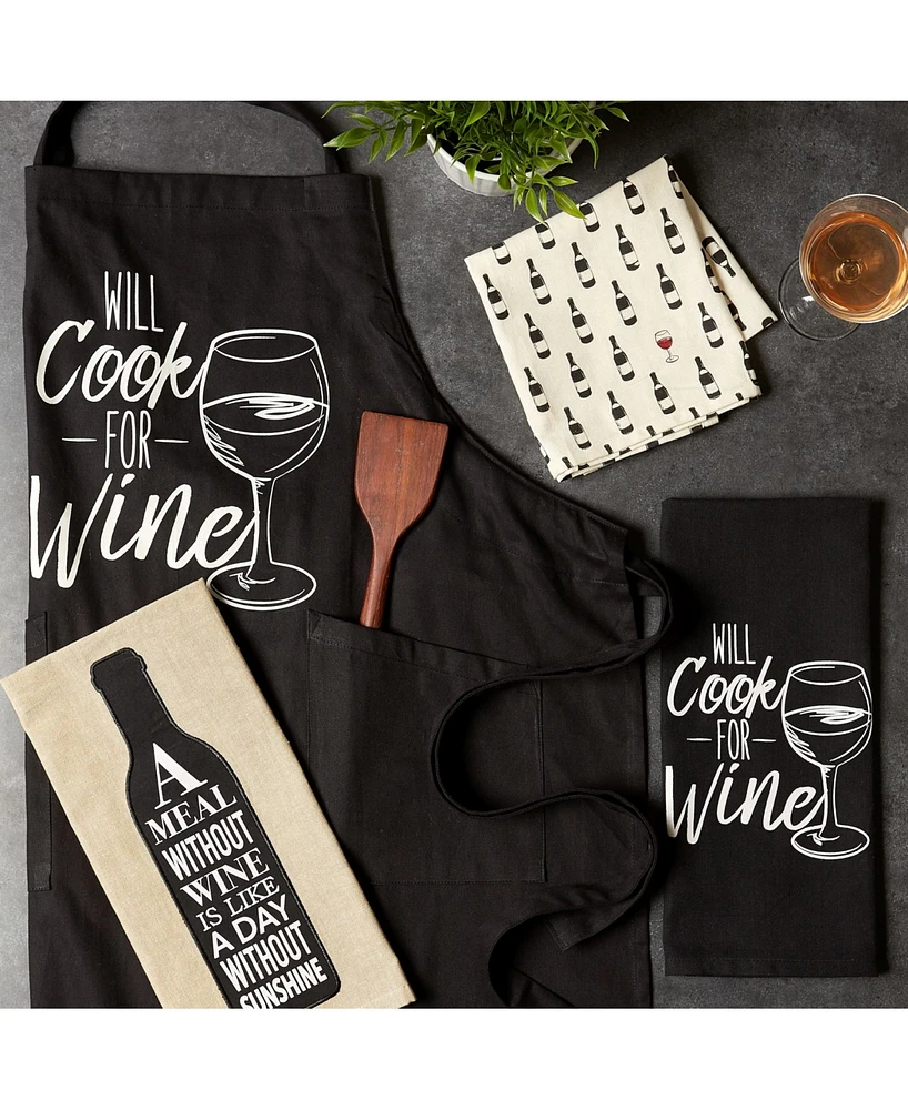 Design Imports Chef Printed Apron, Cook for Wine, 1 Piece