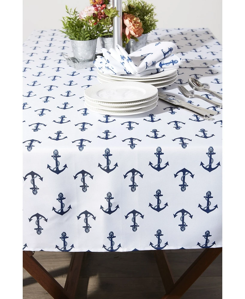 Design Imports Anchors Print Outdoor Tablecloth with Zipper