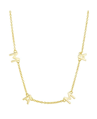Gold Flash Plated "Mama" Station Pendant Necklace