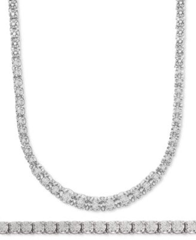 Wrapped In Love Diamond Graduated Tennis Bracelet Necklace Jewelry Collection In Sterling Silver Created For Macys
