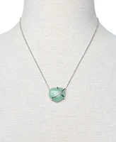 Dyed Jade Heart Crisscross Pendant Necklace in Sterling Silver, 17-1/2" + 2" extender