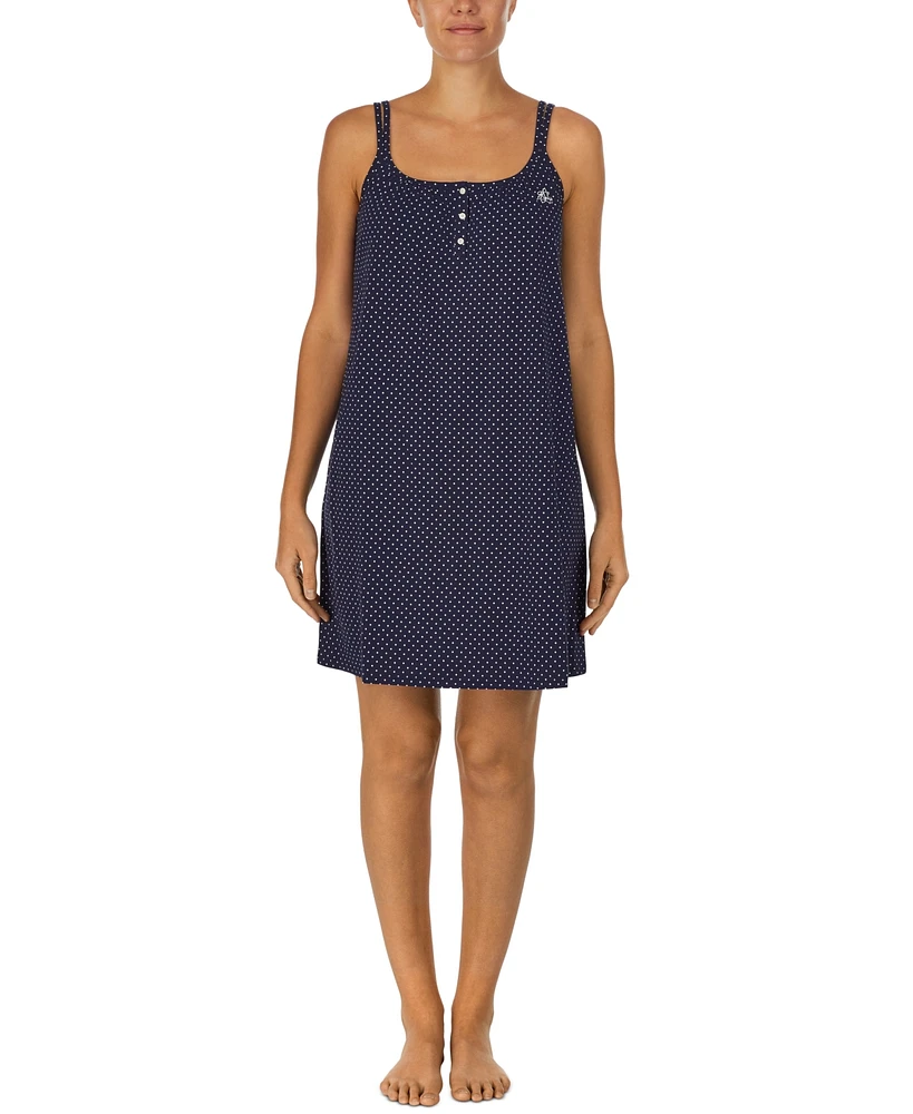 Lauren Ralph Cotton Knit Double-Strap Nightgown