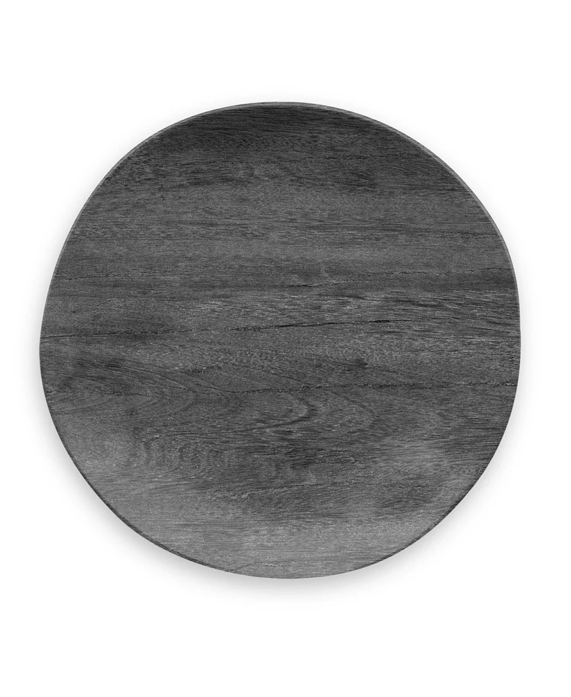 Abode Homewares Faux Real Blackened Wood Dinner, 10.5" Set of 6