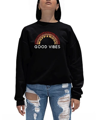 Women's Word Art Good Vibes Crewneck Sweatshirt