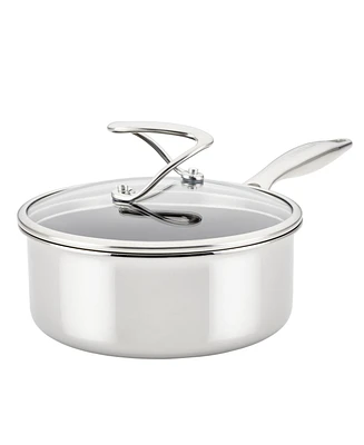 Circulon SteelShield C-Series Tri-Ply Clad Nonstick Saucepan with Lid, 2-Quart, Silver