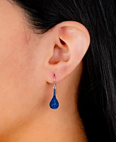 Pave Crystal Wire Teardrop Earrings Sterling Silver
