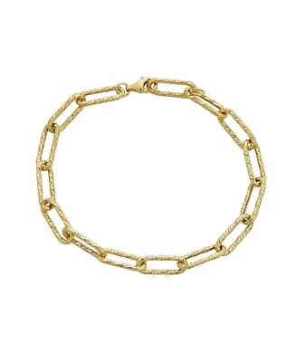 Textured Paperclip Link Chain Bracelet in 10k Gold