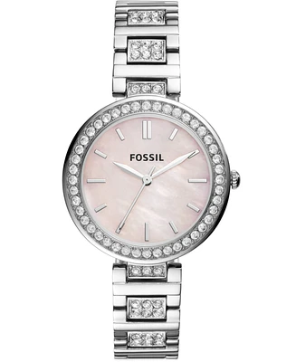 Fossil Women's Karli Three Hand Stainless Steel Silver-Tone Watch 34mm