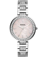 Fossil Women's Karli Three Hand Stainless Steel Silver-Tone Watch 34mm