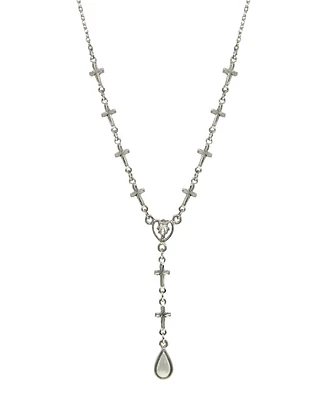 Silver-Tone Cross Chain Y-Necklace