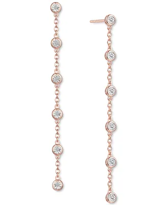 Diamond Bezel Linear Drop Earrings (1/10 ct. t.w.) Sterling Silver, 14k Gold-Plated Silver or Rose