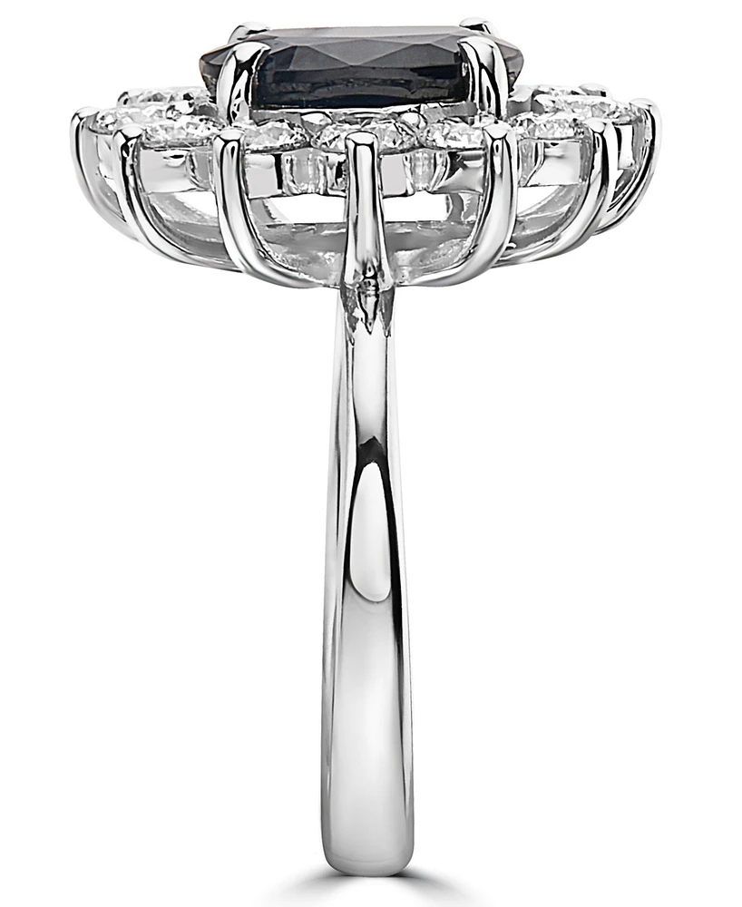 Effy Sapphire (2-7/8 ct. t.w.) & Diamond (1-3/8 ct. t.w.) Halo Statement Ring in 14k White Gold