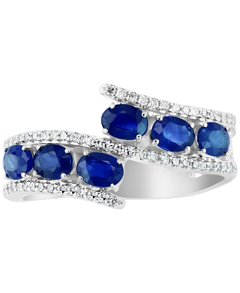 Sapphire (1-1/3 ct. t.w.) & Diamond (1/5 ct. t.w.) Bypass Ring in 14k White Gold