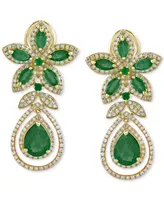 Effy Emerald (5-1/4 ct. t.w.) and Diamond (1-1/4 ct. t.w.) Teardrop Earrings in 14k Gold or 14k White Gold, Created for Macy's
