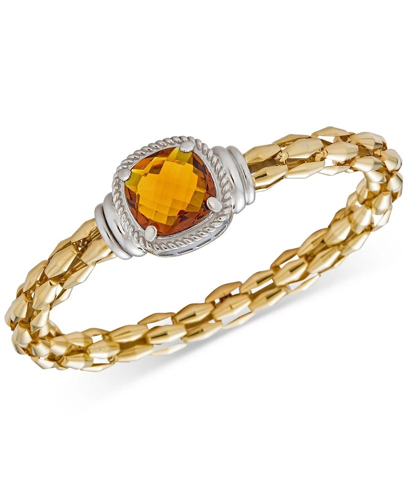 Citrine Turbo Bangle Bracelet (8-1/2 ct. t.w.) in Sterling Silver & 14k Gold-Plate