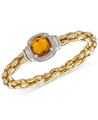 Citrine Turbo Bangle Bracelet (8-1/2 ct. t.w.) in Sterling Silver & 14k Gold-Plate