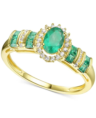 Sapphire (1 ct. t.w.) & Diamond (1/8 Ring (Also Emerald Ruby) 14k Gold