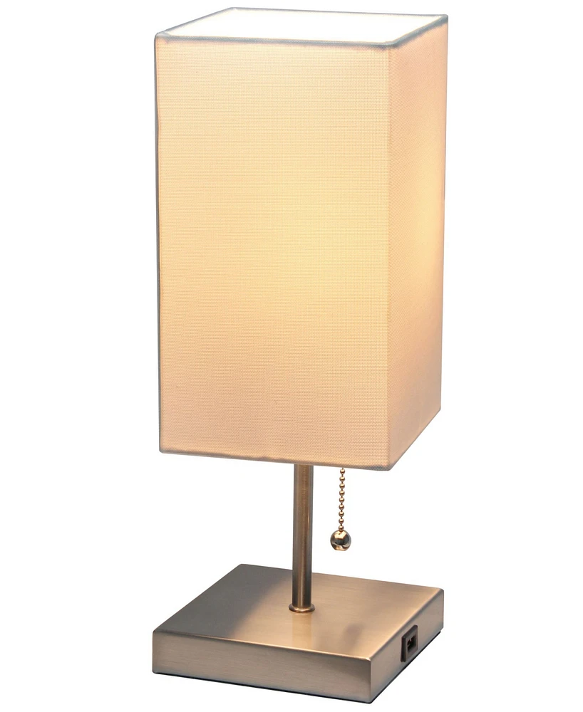 Simple Designs Petite Stick Lamp with Usb Charging Port and Shade