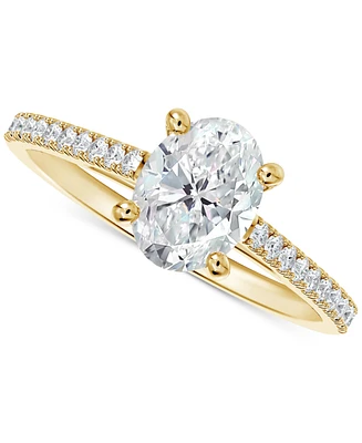 Portfolio by De Beers Forevermark Diamond Cathedral Solitaire Oval-Cut Pave Engagement Ring (5/8 ct. t.w.) in 14k Gold