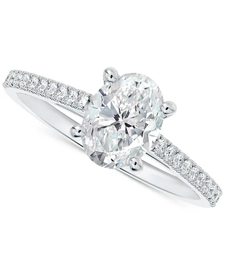 Portfolio by De Beers Forevermark Diamond Oval-Cut Cathedral Solitaire & Pave Engagement Ring (7/8 ct. t.w.) in 14k White Gold