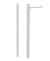 Cubic Zirconia Line Stud Silver Plate Earrings