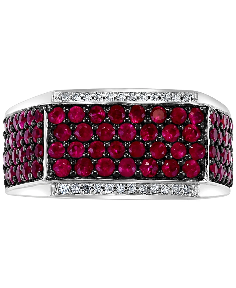 Effy Men's Ruby (2-1/2 ct. t.w.) & Diamond (1/10 Ring Sterling Silver
