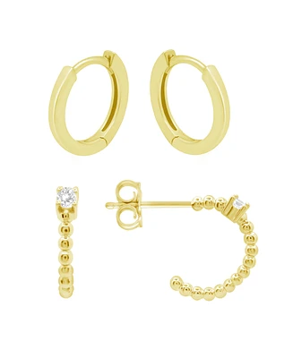 And Now This High Polished Duo Hoop Earring Set, Gold Plate