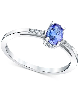Tanzanite (1/2 ct. t.w.) & Diamond (1/20 ct. t.w.) Ring in 14k White Gold