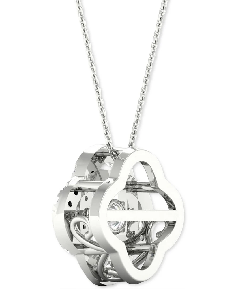 Twinkling Diamond Star Diamond Interlocking Oval 18" Pendant Necklace (1/4 ct. t.w.) in 10k White Gold