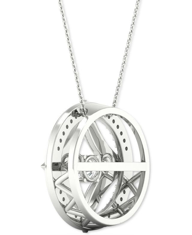 Twinkling Diamond Star Diamond Fashion 18" Pendant Necklace (1/4 ct. t.w.) in 10k White Gold