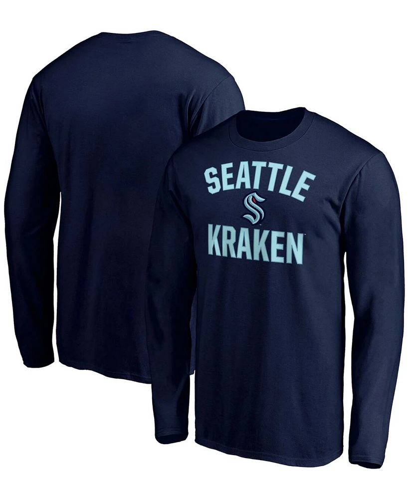 Men's Deep Sea Blue Seattle Kraken Big and Tall Victory Arch Long Sleeve T-shirt