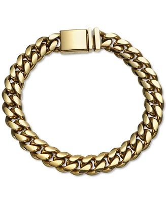 Esquire Men's Jewelry Cuban Link Bracelet in Gold-Tone Ion-Plated Stainless Steel, Created for Macy's