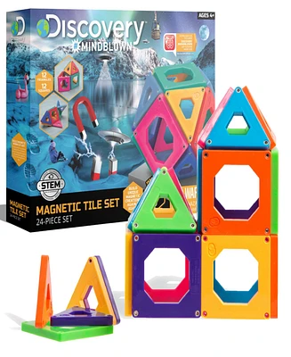 Discovery Kids 24-Piece Magnetic Building Tiles Construction Set
