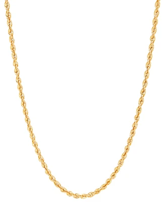 Lightweight Rope Link 16" Chain Necklace in 14k Gold (2-1/2mm)