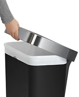 simplehuman 45 Liter Rectangular Liner Rim Plastic Kitchen Trash Can with Pocket