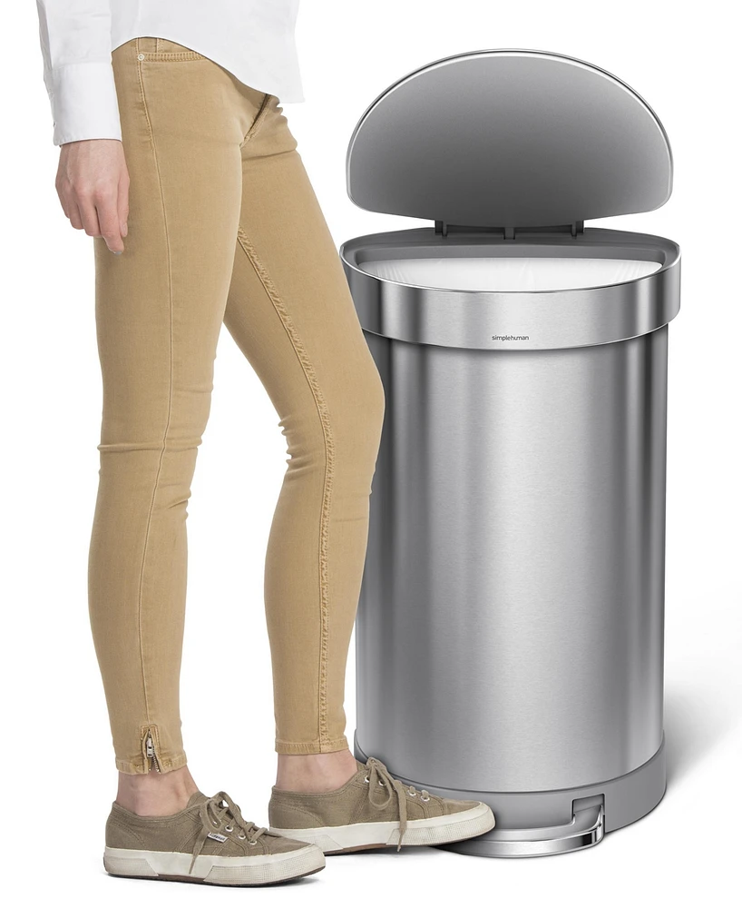 simplehuman 45 Liter Semi-Round Liner Rim Kitchen Trash Can