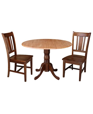 42" Dual Drop Leaf Table with 2 Splat Back Dining Chairs