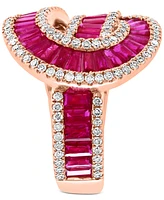 Effy Ruby (3-1/4 ct. t.w.) & Diamond (5/8 ct. t.w.) Swirl Statement Ring in 14k Rose Gold