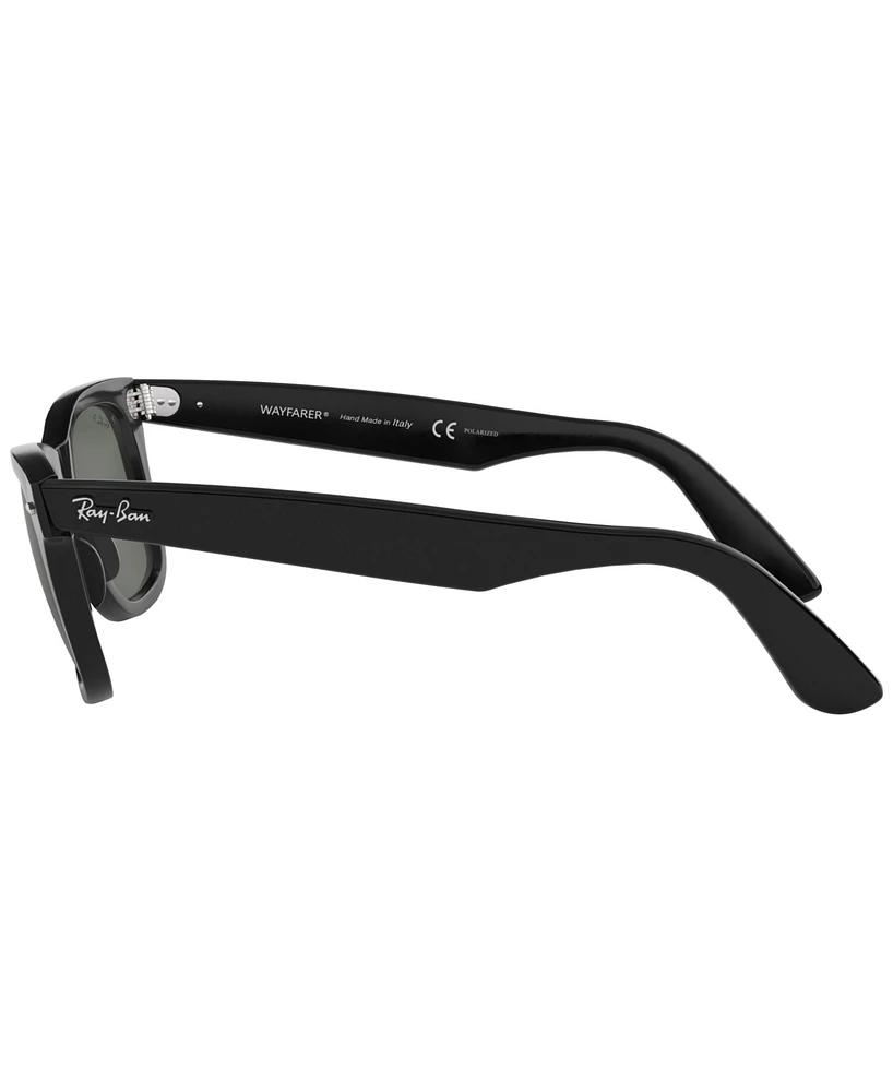 Ray-Ban Unisex Polarized Low Bridge Fit Sunglasses, RB2140F Original Wayfarer Classic 54