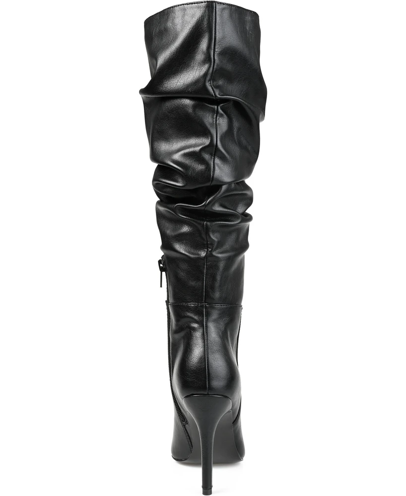 Journee Collection Women's Sarie Wide Calf Ruched Stiletto Boots