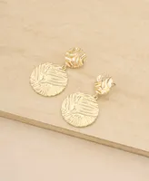 Ettika Gold-Plated Textured Double Disc Earrings
