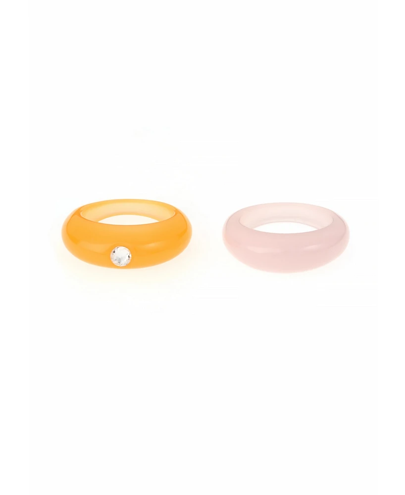 Ettika Orange and Pink Resin Ring Set