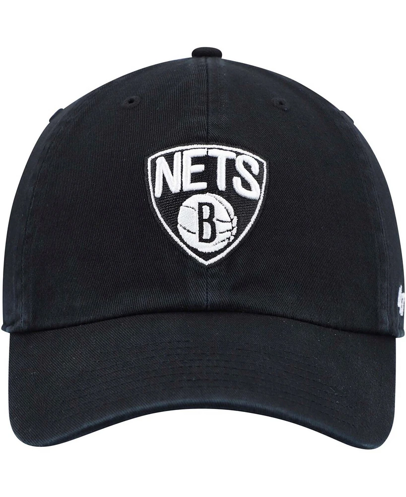 Men's Black Brooklyn Nets Team Clean Up Adjustable Hat