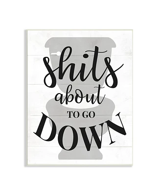 Stupell Industries About to Go Down Funny Bathroom Family Home Word Design Wall Plaque Art, 13" x 19"