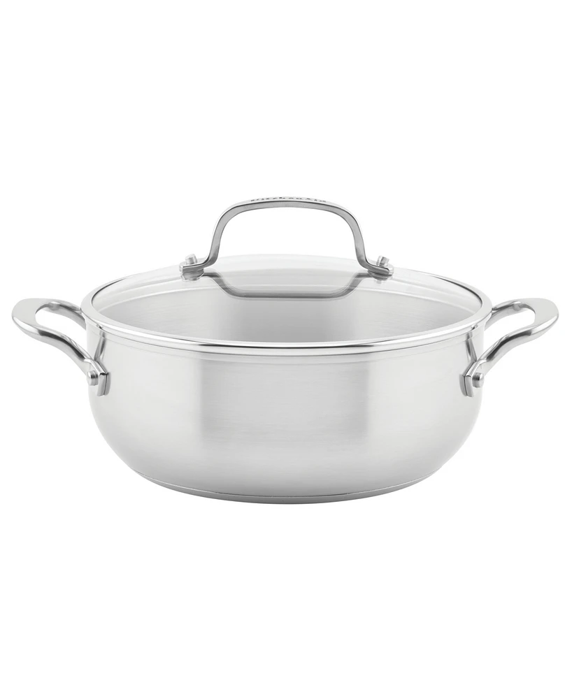 KitchenAid 3-Ply Base Stainless Steel 4 Quart Induction Casserole with Lid