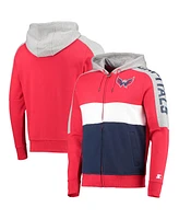 Men's Red, Navy Washington Capitals Playoffs Color Block Full-Zip Hoodie